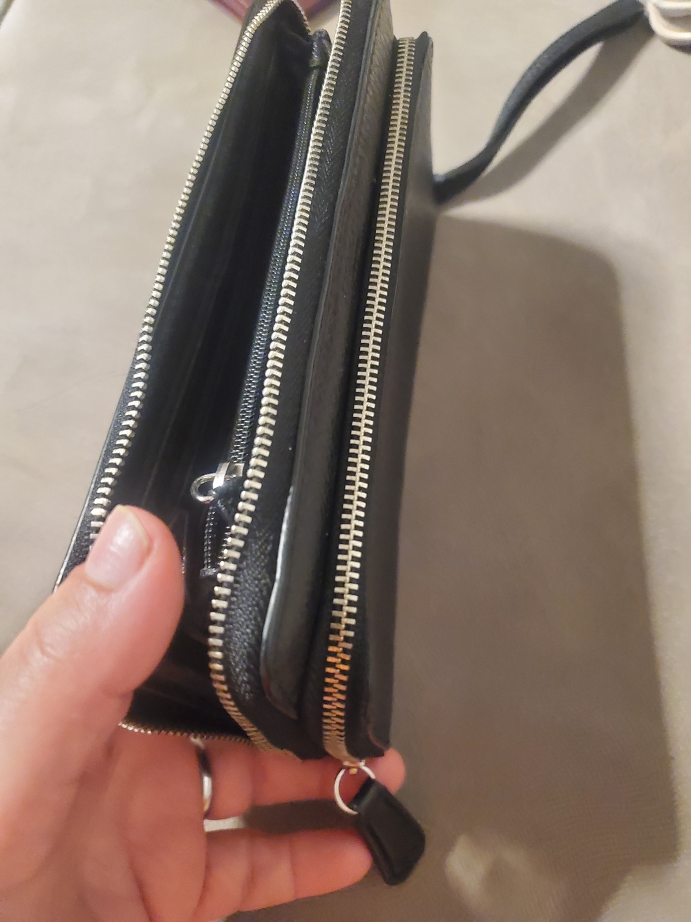 Coach Black Leather Zip Wristlet Clutch